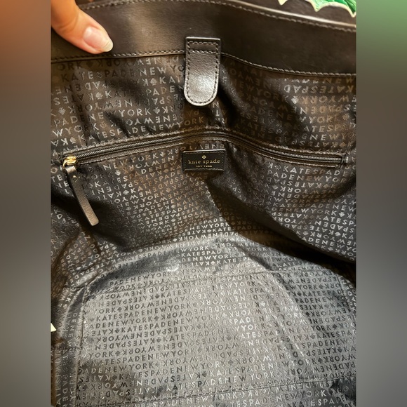 Kate Spade Black Leather Scalloped Large Tote Bag - Picture 11 of 12